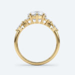 Hexagon Cut Lab Grown Diamond Modern Cluster 6-Prong Engagement Ring in Rose Gold (3)