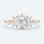 Hexagon Cut Lab Grown Diamond Modern Cluster 6-Prong Engagement Ring in Rose Gold (7)