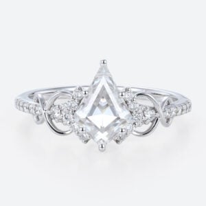 White Gold Lab Diamonds Engagement Rings Kite Cut Rings Gold Promise Rings