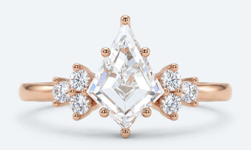 Kite Cut Lab Grown Diamond Classic Cluster 6-Prong Engagement Ring in Rose Gold (1)