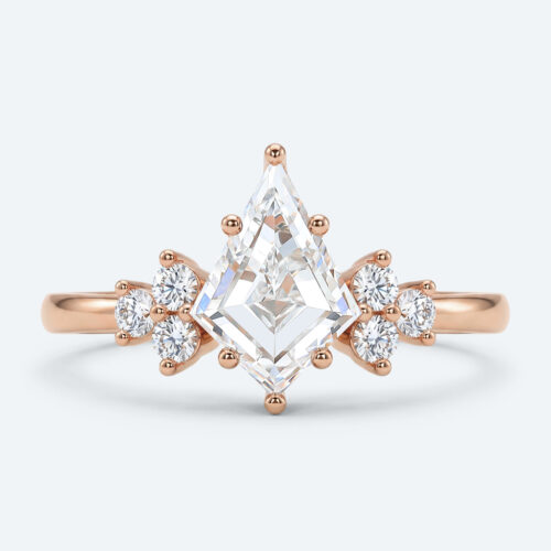 Kite Cut Lab Grown Diamond Classic Cluster 6-Prong Engagement Ring in Rose Gold
