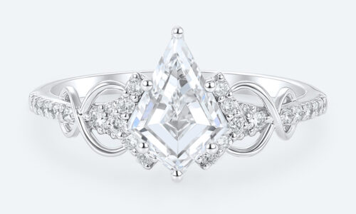 White Gold Lab Diamonds Engagement Rings Kite Cut Rings Gold Promise Rings