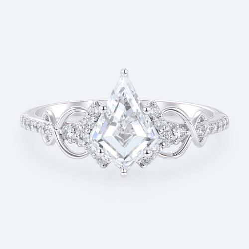 White Gold Lab Diamonds Engagement Rings Kite Cut Rings Gold Promise Rings