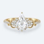 Yellow Gold Lab Diamonds Engagement Rings Kite Cut Rings Gold Promise Rings