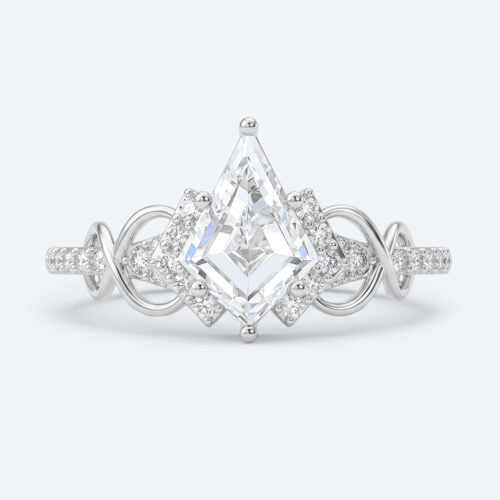 Kite Cut Lab Grown Diamond Infinity 6-Prong Engagement Promise Ring in White Gold