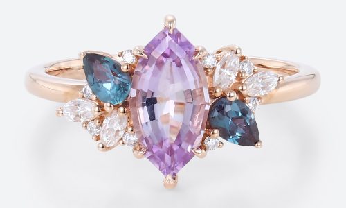 Amethyst Engagement Ring Marquise 14k Rose Gold Ring