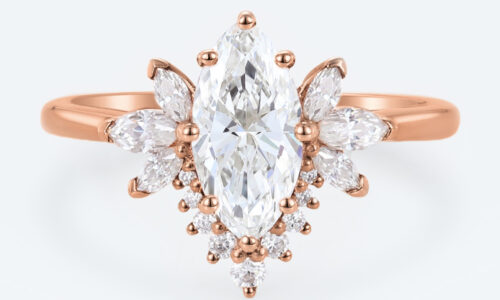 Engagement Rings Marquise Rose Gold Lab Grown Diamond Ring