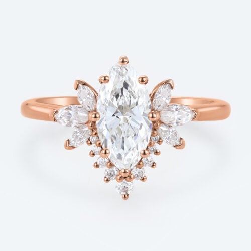 Engagement Rings Marquise Rose Gold Lab Grown Diamond Ring