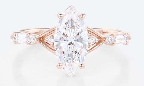 Marquise Cut Lab Grown Diamond Engagement Ring Rose Gold Elegant Bridal Ring (1) Marquise Cut Lab Grown Diamond Engagement Ring Rose Gold Elegant Bridal Ring (1)