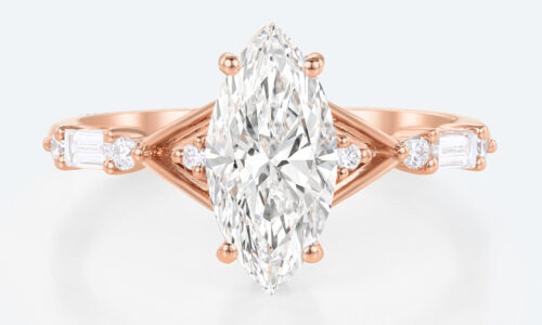 Rose Gold Marquise Diamond Engagement Ring 1 Ct Lab Grown Diamond Rings