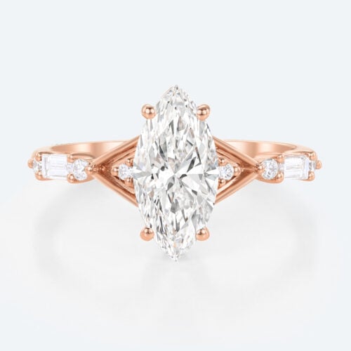 Rose Gold Marquise Diamond Engagement Ring 1 Ct Lab Grown Diamond Rings