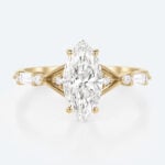 Yellow Gold Marquise Diamond Engagement Ring 1 Ct Lab Grown Diamond Rings