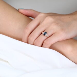 London Blue Topaz Engagement Rings Rose Gold Marquise Promise Ring