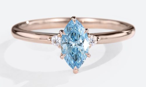 Three Stone Engagement Rings​ Blue Lab Grown Diamonds Rings
