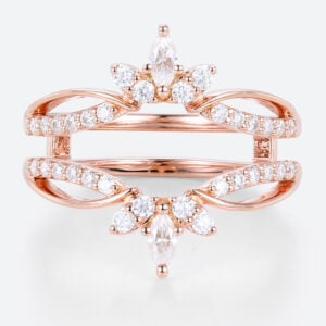 Lab-Grown Diamond Rings Diamond Marquise Cut Rose Gold Rings Crown Ring