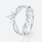 Marquise Lab Diamonds Crown Curved Wedding Band Ring Enhancer Rose Gold Band (2)
