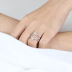 Marquise Lab Diamonds Crown Curved Wedding Band Ring Enhancer Rose Gold Band (4)