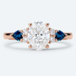 Oval Cut Lab Grown Diamond Classic Cluster 4-Prong Engagement Ring in Rose Gold (1)