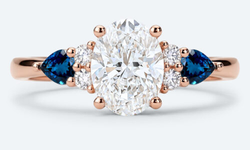 Oval Cut Lab Grown Diamond Classic Cluster 4-Prong Engagement Ring in Rose Gold (1)