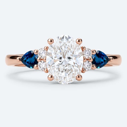 Oval Cut Lab Grown Diamond Classic Cluster 4-Prong Engagement Ring in Rose Gold