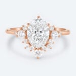 1.5ct Colorless VS+ Oval Cut Lab Grown Diamond Classic Cluster 6-Prong Engagement Ring in Rose Gold