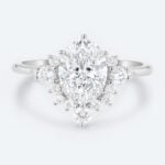 1.5ct Colorless VS+ Oval Cut Lab Grown Diamond Classic Cluster 6-Prong Engagement Ring in white Gold