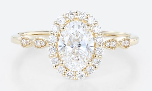 Oval Cut Lab Grown Diamond Engagement Ring Rose Gold Exquisite Halo Bridal Ring (1)