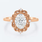 Lab Grown Diamond Oval Engagement Ring Vintage Style Rings in rose gold