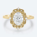 Lab Grown Diamond Oval Engagement Ring Vintage Style Rings in yellow gold