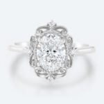 Lab Grown Diamond Oval Engagement Ring Vintage Style Rings in white gold