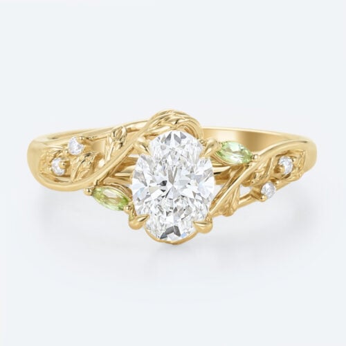 Lab Grown Diamonds Oval Engagement Rings Gold Promise Ring