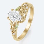 Oval Cut Lab Grown Diamond Garden-themed 4 Claw Prong Engagement Ring (2)