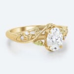 Oval Cut Lab Grown Diamond Garden-themed 4 Claw Prong Engagement Ring (4)