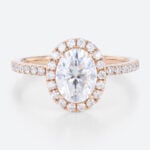Halo Oval Ring Engagement Rose Gold Lab Created Diamonds Ring