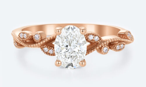 Rose Gold Oval Cut Wedding Ring 1ct Colorless VS+ Oval Cut Vintage Lab-Grown Diamond Ring