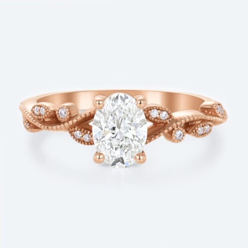 Rose Gold Oval Cut Wedding Ring 1ct Colorless VS+ Oval Cut Vintage Lab-Grown Diamond Ring