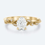 Yellow Gold Oval Cut Wedding Ring 1ct Colorless VS+ Oval Cut Vintage Lab-Grown Diamond Ring