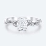 White Gold Oval Cut Wedding Ring 1ct Colorless VS+ Oval Cut Vintage Lab-Grown Diamond Ring