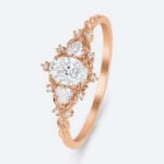 Oval Cut Lab Grown Diamond Nature-Inspired Olive Leaves 4-Prong Engagement Ring (2)