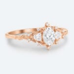 Oval Cut Lab Grown Diamond Nature-Inspired Olive Leaves 4-Prong Engagement Ring (4)