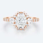 Oval Cut Lab Grown Diamond Engagement Ring Unique Rose Gold Bridal Ring