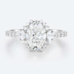 Oval Cut Lab Grown Diamond Engagement Ring Unique White Gold Bridal Ring