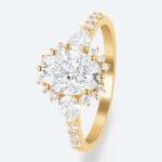 Oval Cut Lab Grown Diamond Vintage Cluster Half Pavé Shank 6-Prong Engagement Ring (4)