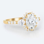 Oval Cut Lab Grown Diamond Vintage Cluster Half Pavé Shank 6-Prong Engagement Ring (6)