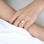 Oval Cut Lab Grown Diamond Vintage Cluster Half Pavé Shank 6-Prong Engagement Ring (7)