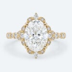 Oval Cut Lab Grown Diamond Vintage Halo 4-Prong Engagement Promise Ring in Rose Gold (1)