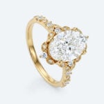 Oval Cut Lab Grown Diamond Vintage Halo 4-Prong Engagement Promise Ring in Rose Gold (3)
