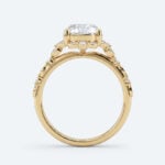 Oval Cut Lab Grown Diamond Vintage Halo 4-Prong Engagement Promise Ring in Rose Gold (5)