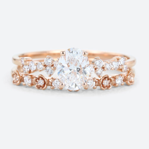 Lab Created Diamond Bands Rose Gold Oval Diamond Wedding Ring