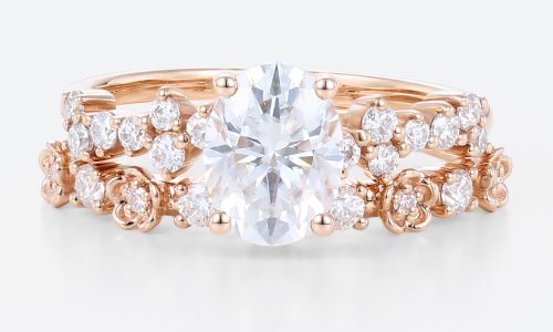 Lab Created Diamond Bands Rose Gold Oval Diamond Wedding Ring